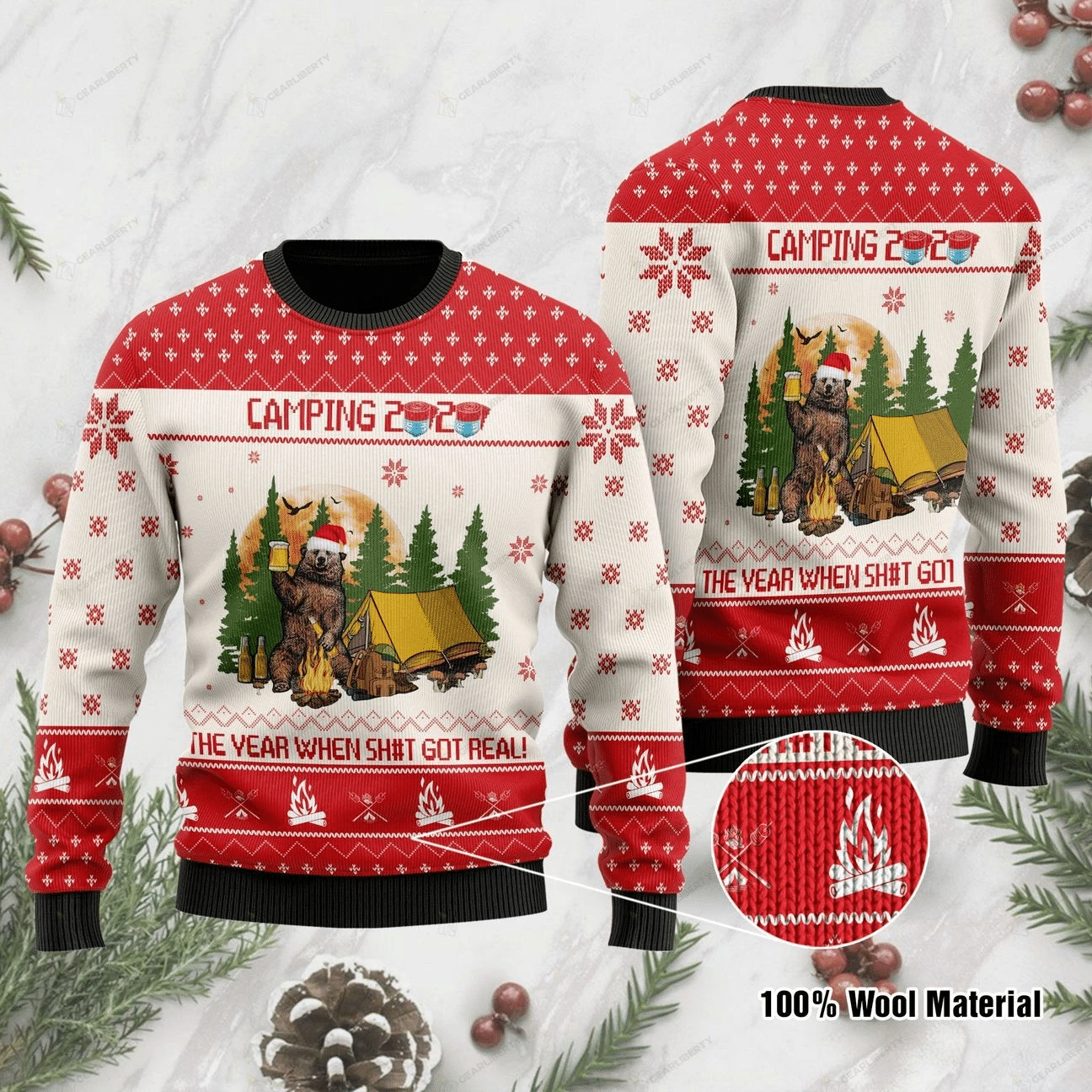 Camping The Year When Shit Got Real Ugly Christmas Sweater, All Over Print Sweatshirt.png