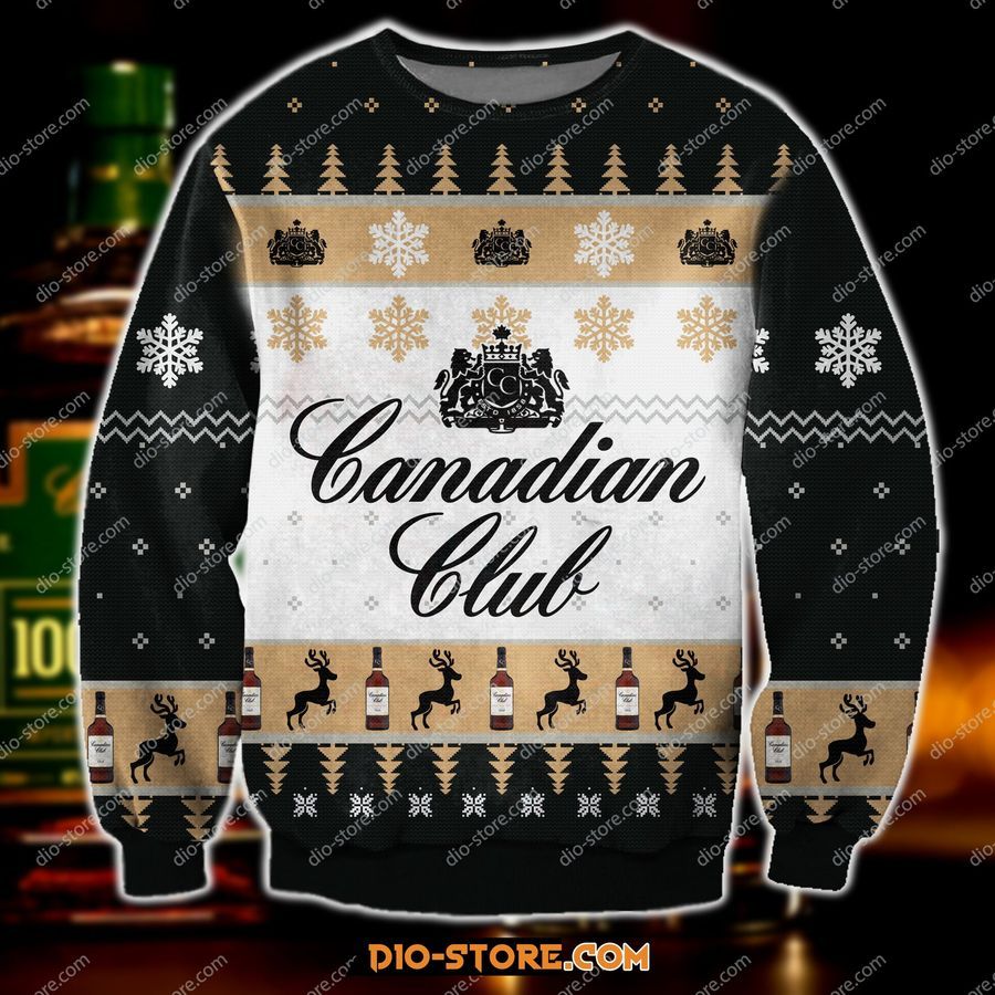 Canadian Club Knitting Pattern 3D Print Ugly Sweater Hoodie All Over Printed Cint10389, All Over Print, 3D Tshirt, Hoodie, Sweatshirt, Long Sleeve