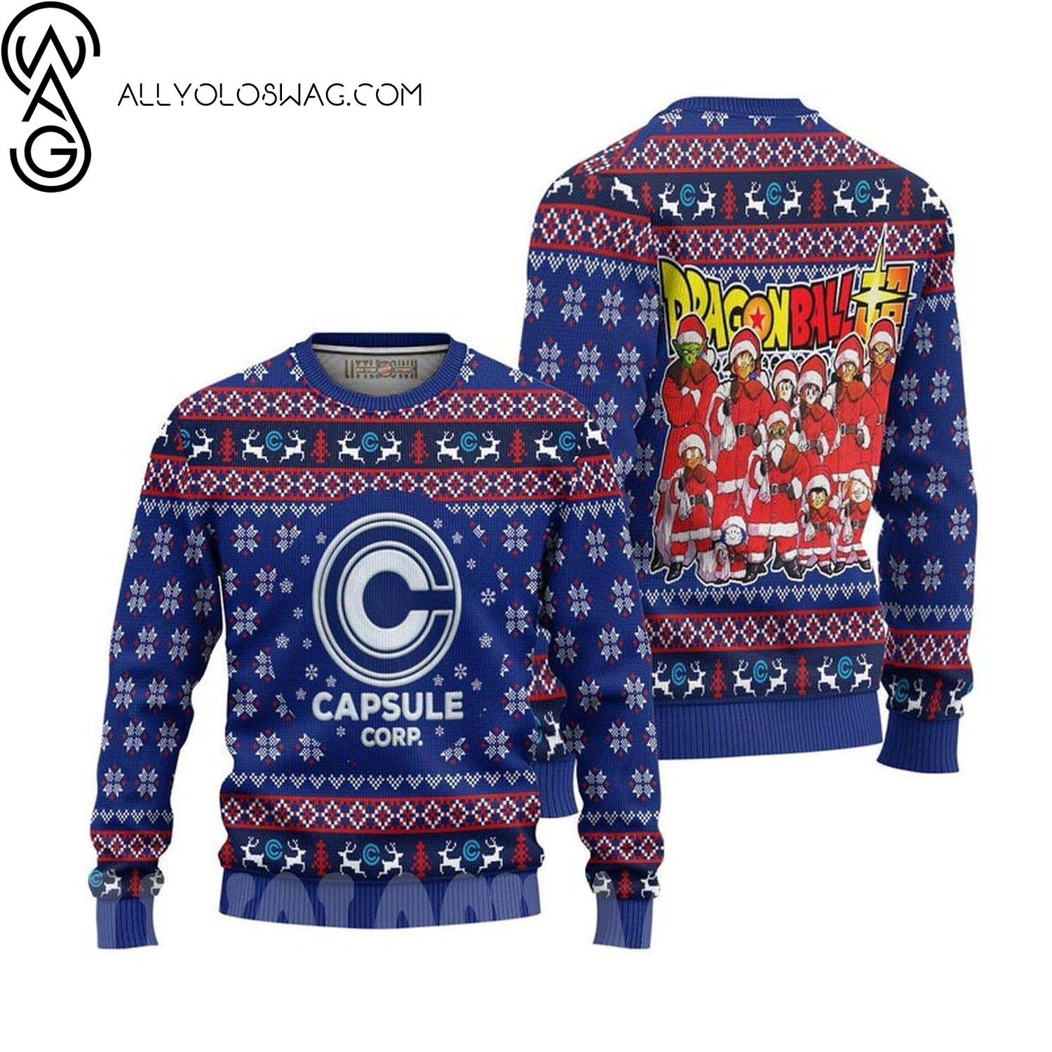 Capsule Corp Ugly Christmas Sweater Dragon Ball Anime Christmas Holiday