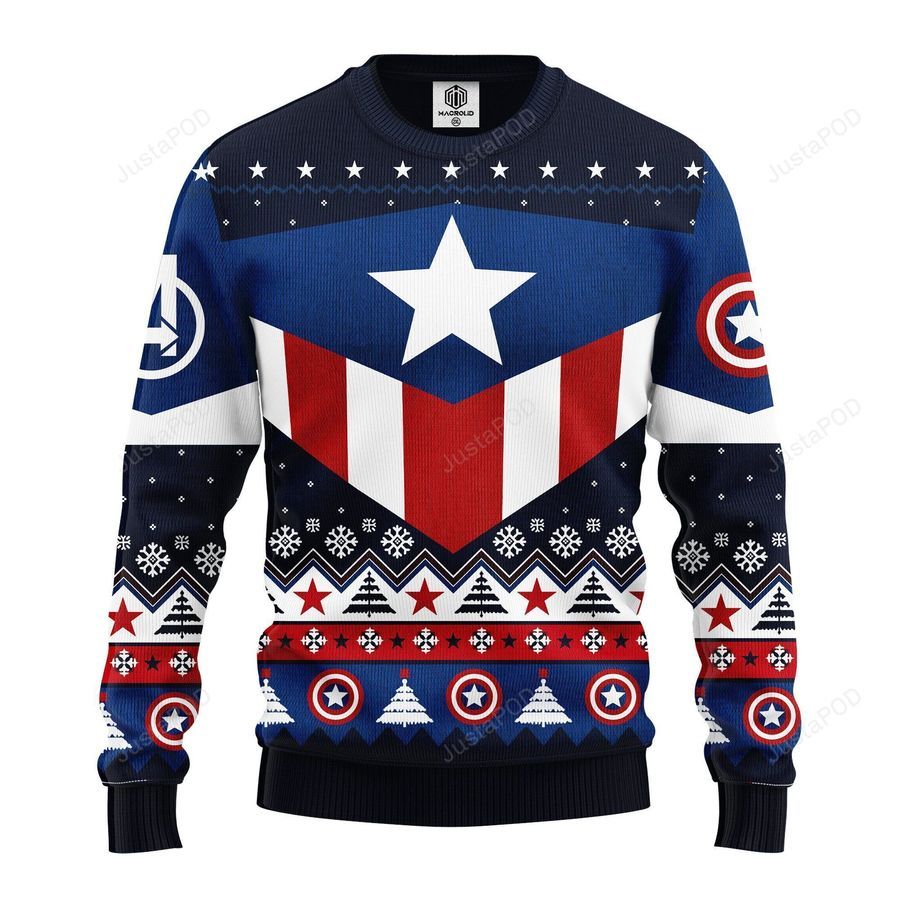 Captain America Costume Ugly Christmas Sweater All Over Print Sweatshirt