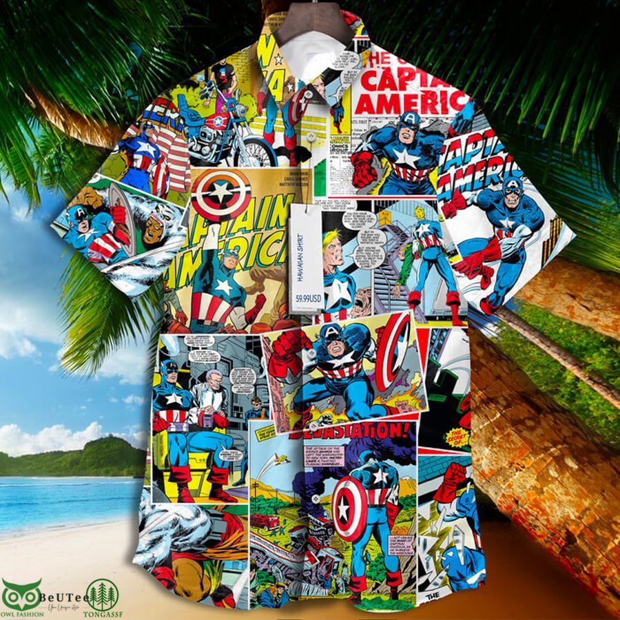 Captain America Super Hero Marvel Comics 3d Art Tropical Vintage Grateful Hawaiian Shirt