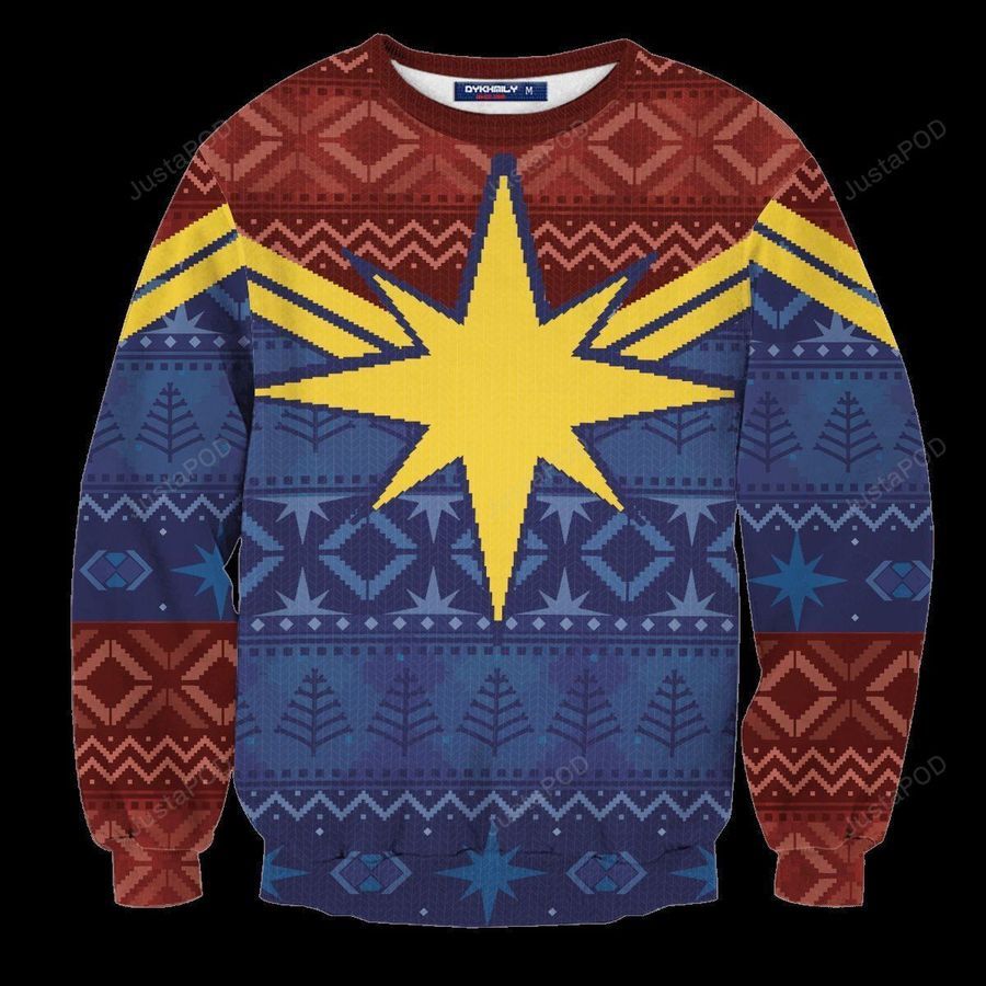 Captain Marvel Ugly Christmas Sweater All Over Print Sweatshirt Ugly