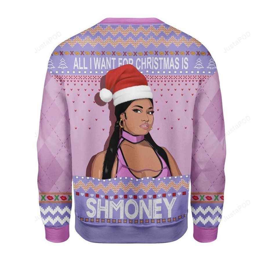 Cardi B All I Want For Christmas Is Shmoney Ugly Christmas Sweater, All Over Print Sweatshirt, Ugly Sweater, Christmas Sweaters, Hoodie, Sweater