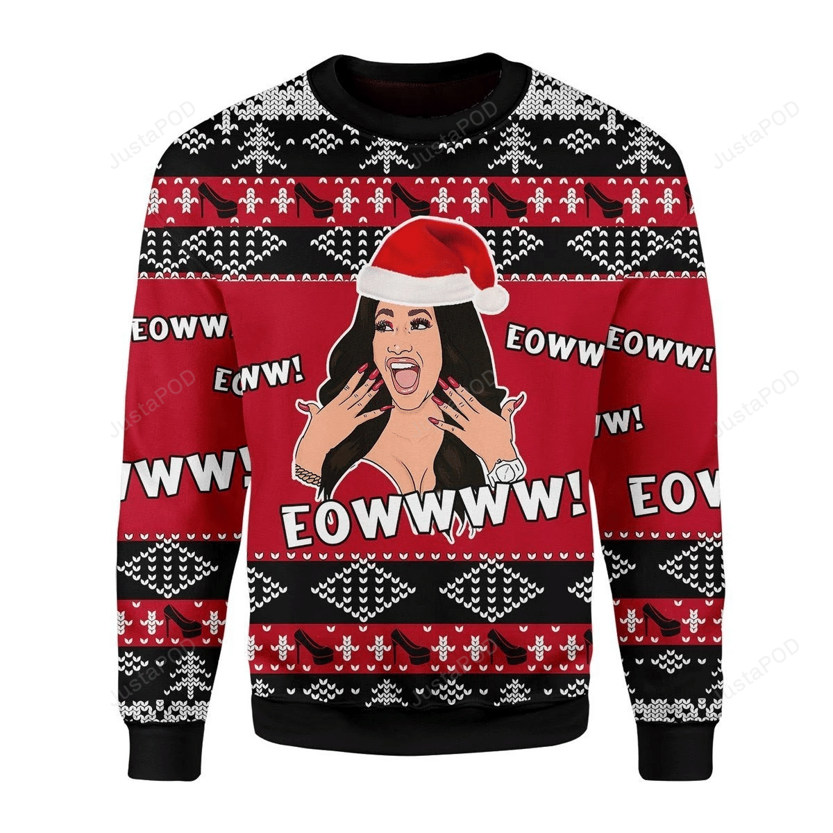 Cardi B Ugly Christmas Sweater, All Over Print Sweatshirt, Ugly Sweater, Christmas Sweaters, Hoodie, Sweater.png