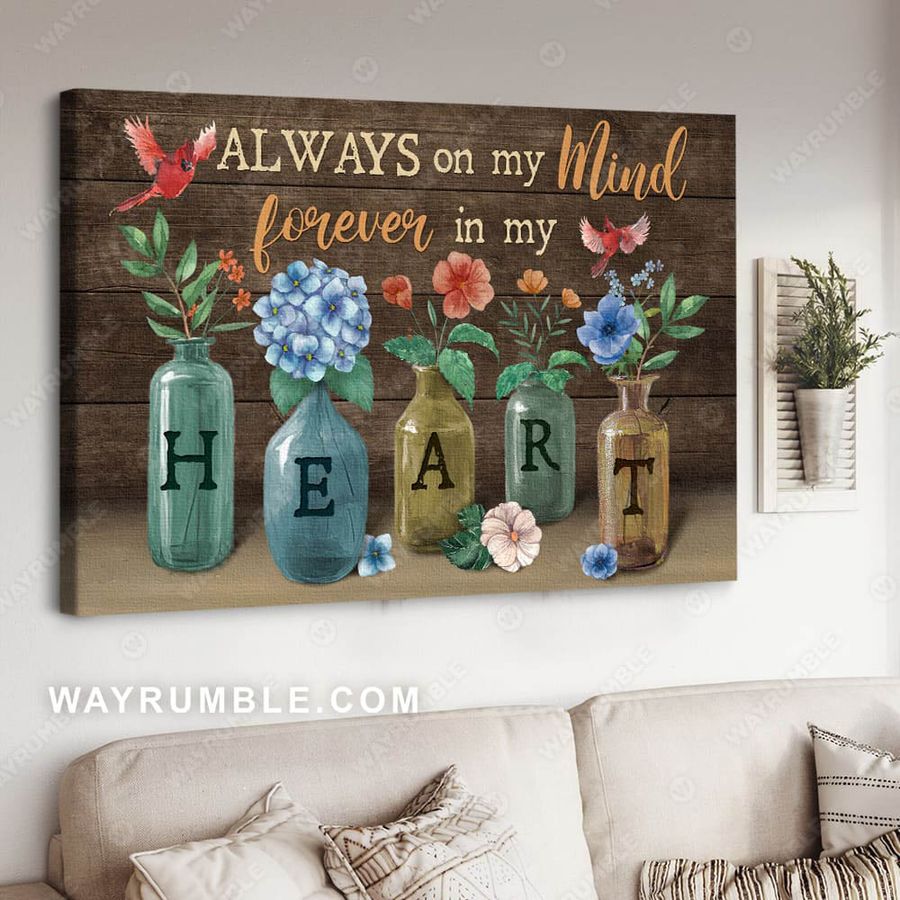 Cardinal Bird, Always On My Mind Forever In My Heart, Wall Decor Poster