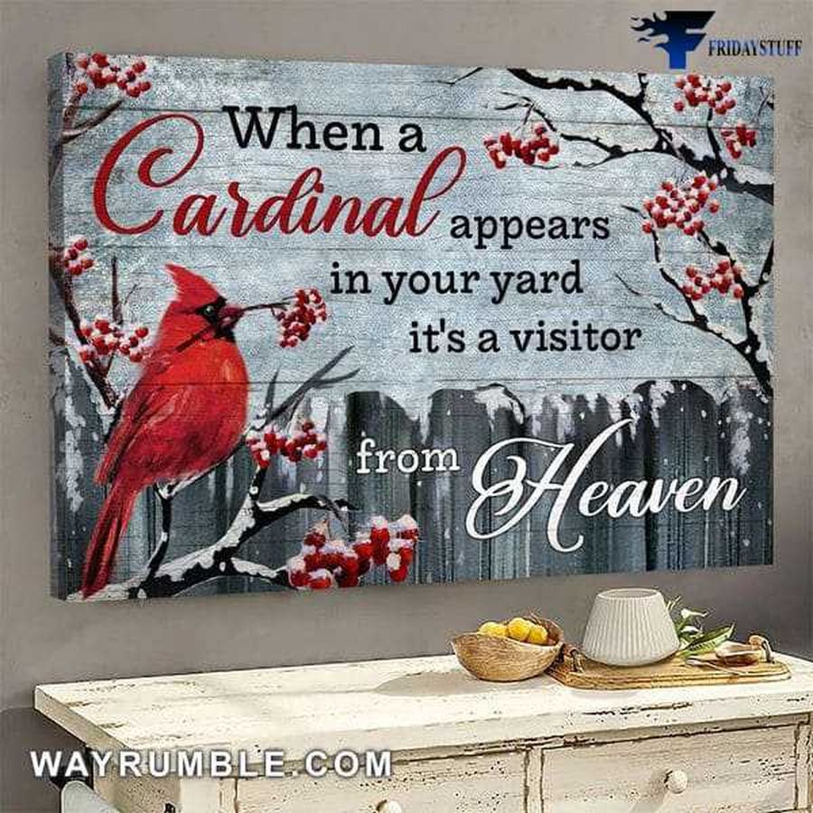 Cardinal Bird, When A Cardinals Appear In Your Yard, It's A Visitor From Heaven Poster