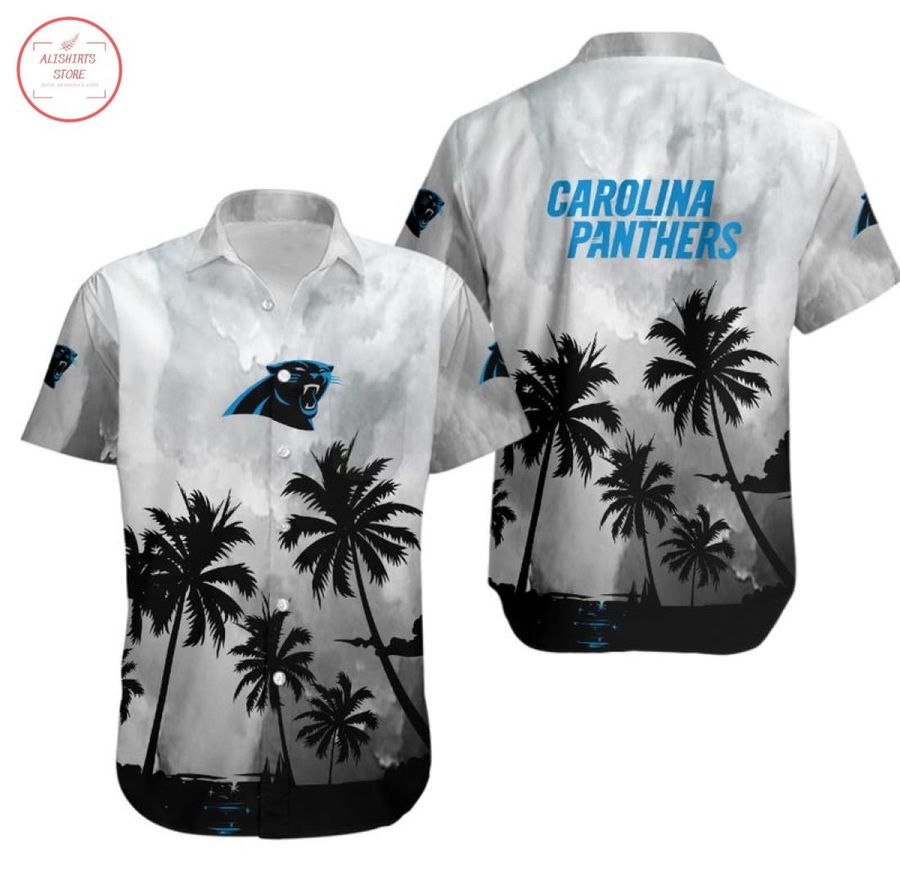 Carolina Panthers Coconut Trees Hawaiian Shirt
