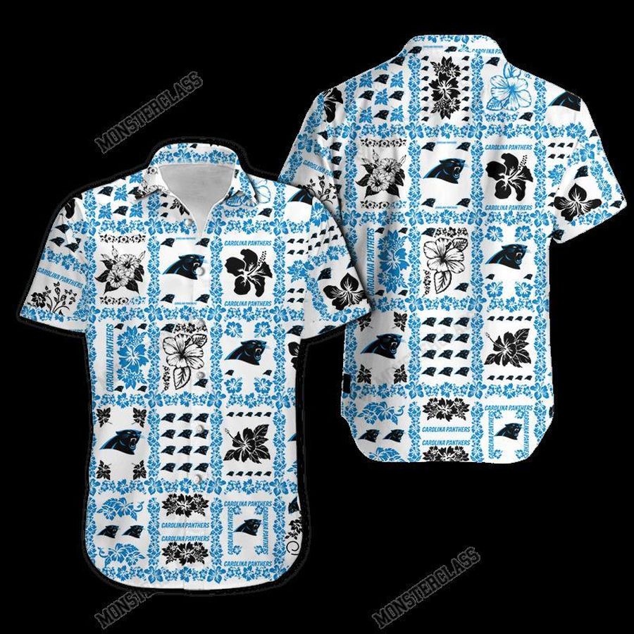 Carolina Panthers Hibiscus Hawaiian Shirt Short