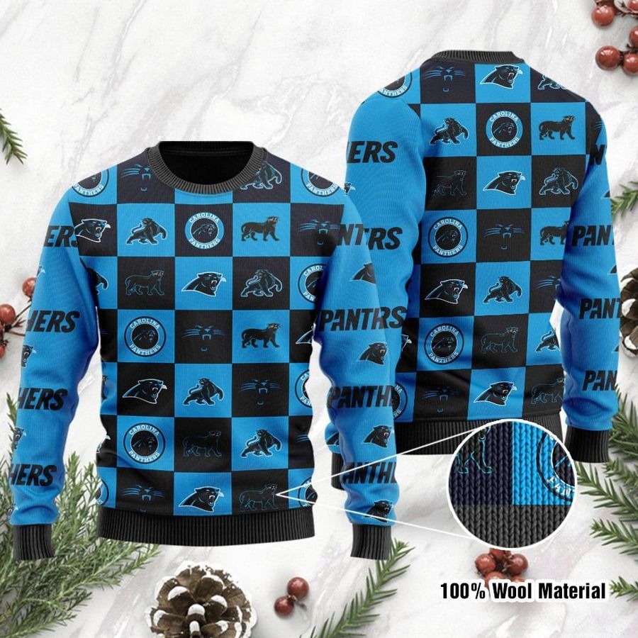 Carolina Panthers Logo Checkered Flannel Ugly Christmas Sweater, Ugly Sweater, Christmas Sweaters, Hoodie, Sweatshirt, Sweater