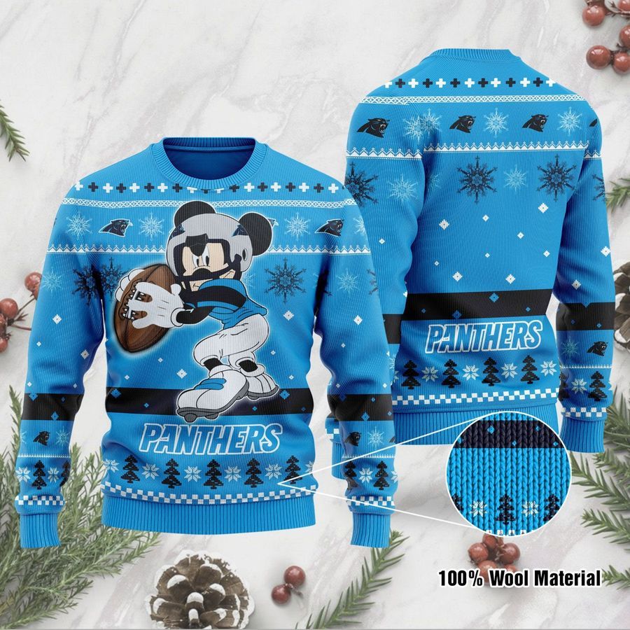 Carolina Panthers Mickey Mouse Funny Ugly Christmas Sweater Ugly Sweater