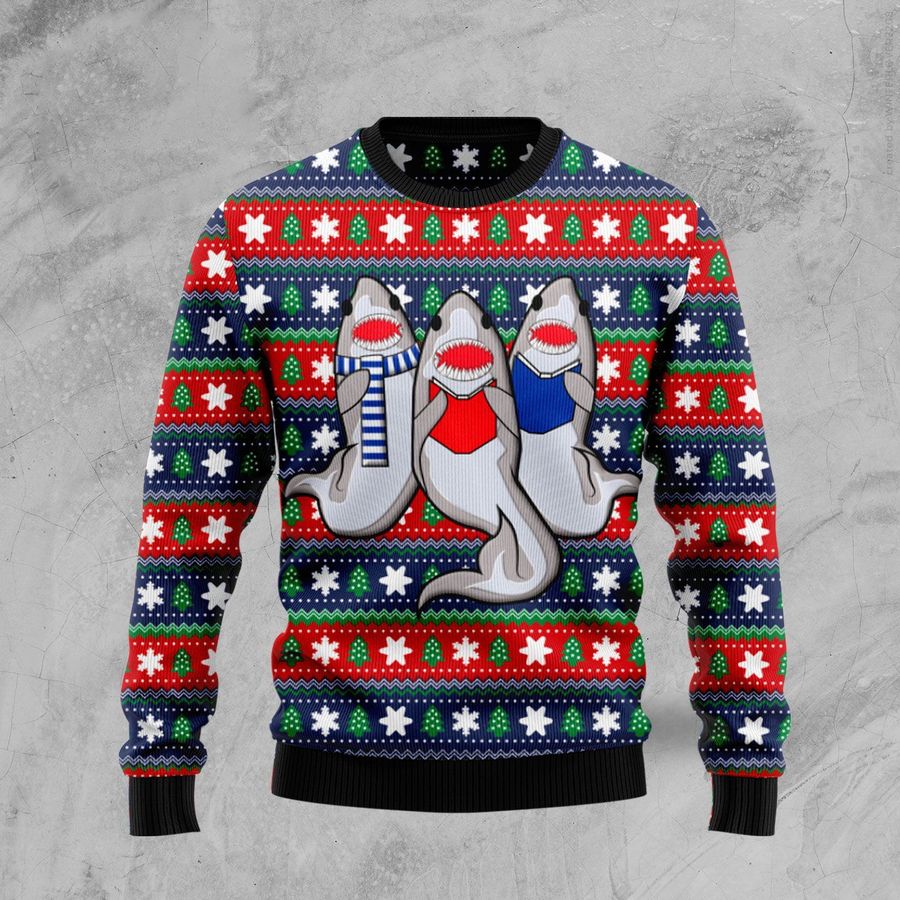 Carolling Sharks Christmas Ugly Sweater - 175