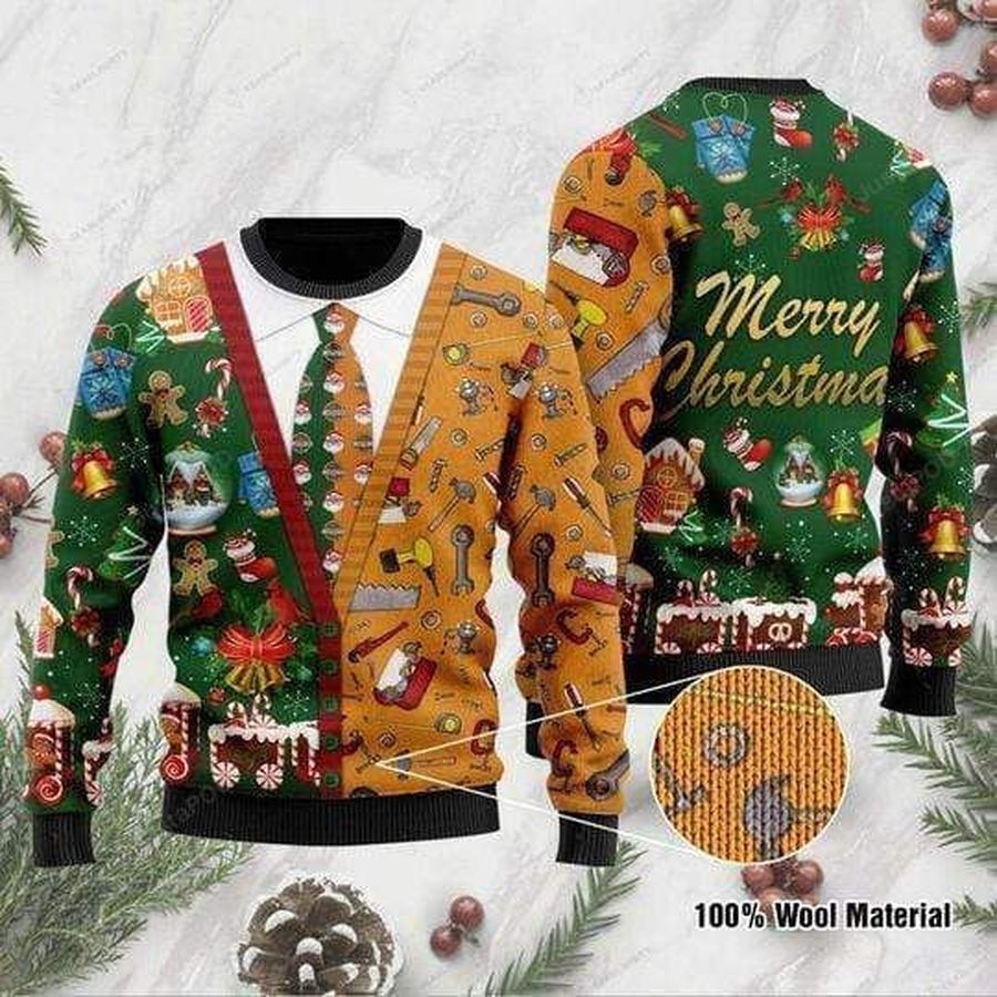 Carpenter Merry Christmas Ugly Christmas Sweater All Over Print Sweatshirt