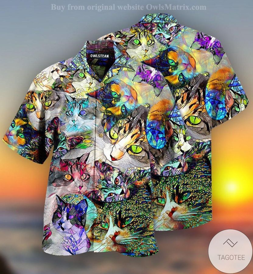 Cat Amazing Stained Glass Hawaiian Shirt