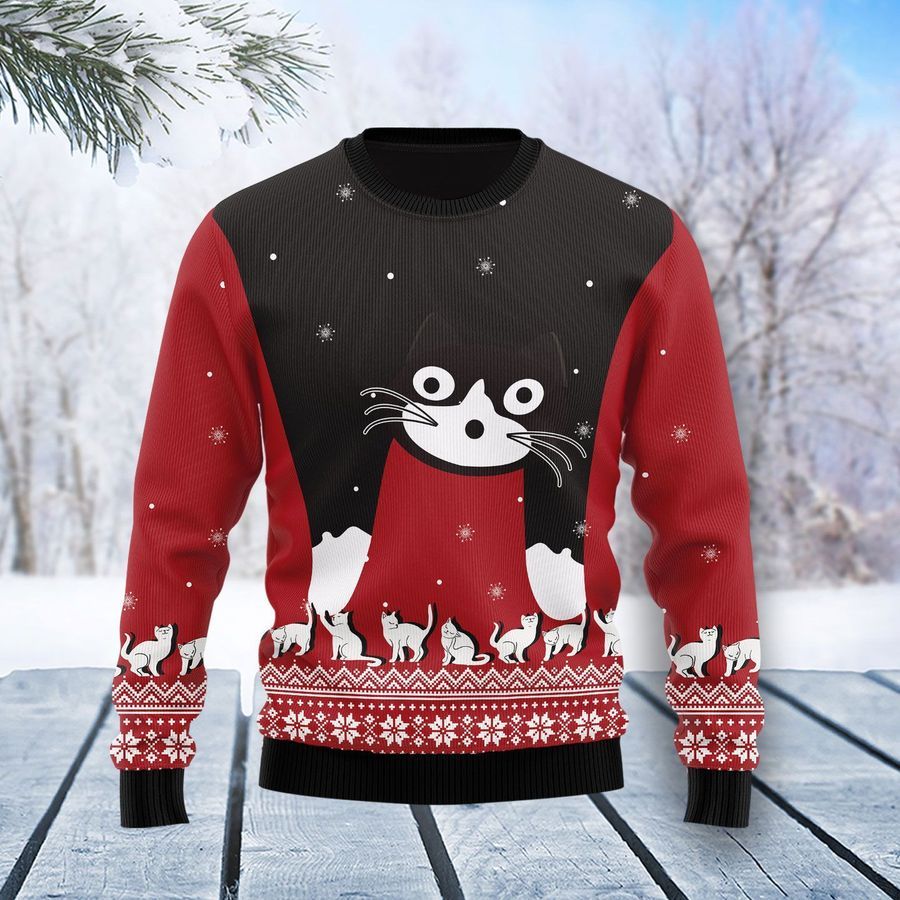Cat Awesome Ugly Christmas Sweater All Over Print Sweatshirt Ugly