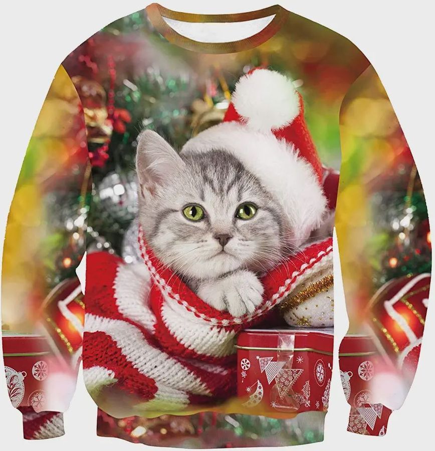 Cat Christmas Ugly Christmas Sweater All Over Print Sweatshirt Ugly