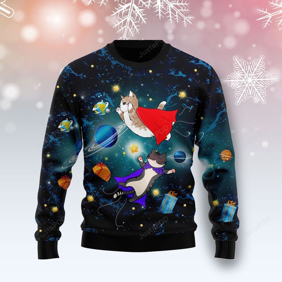 Cat Galaxy Ugly Christmas Sweater, Ugly Sweater, Christmas Sweaters, Hoodie, Sweater