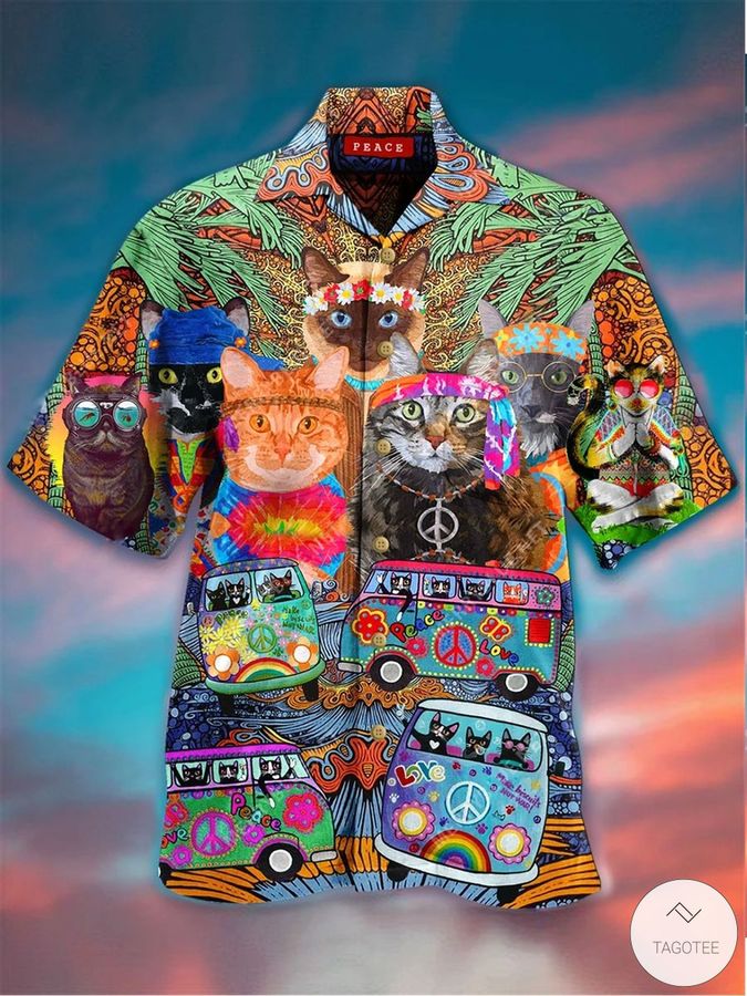 Cat Hippie Peace Hawaiian Shirt