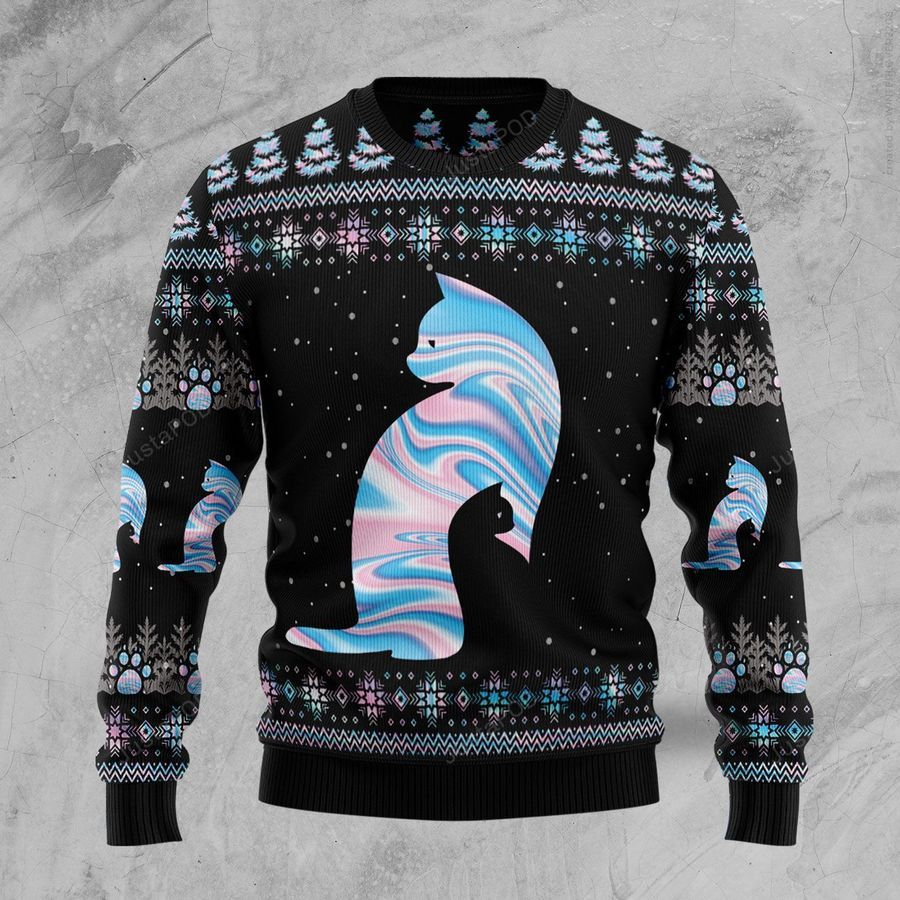 Cat Hologram Cat Lover Ugly Christmas Sweater All Over Print