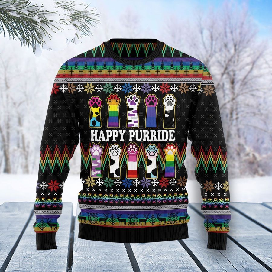 Cat LGBT Color Ugly Christmas Sweater All Over Print SweatshirtT1711