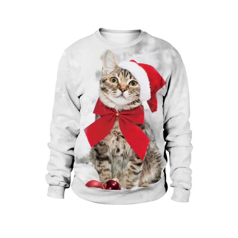 Cat Merry Christmas white Sweater