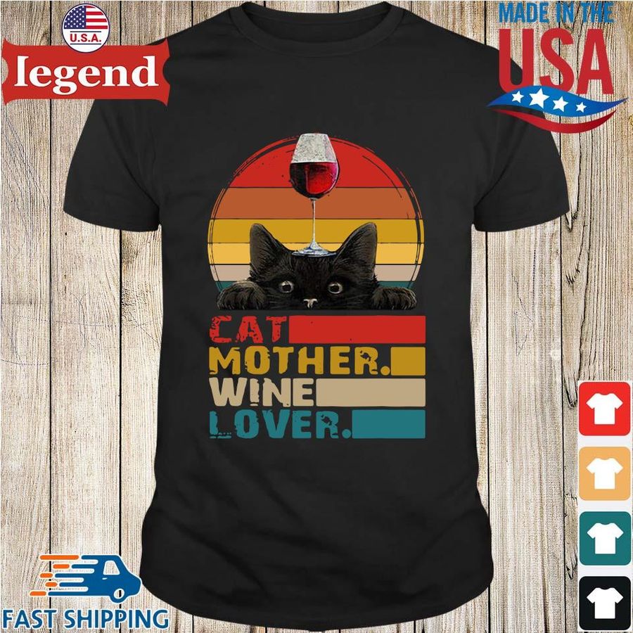 Cat mother wine lover vintage shirt