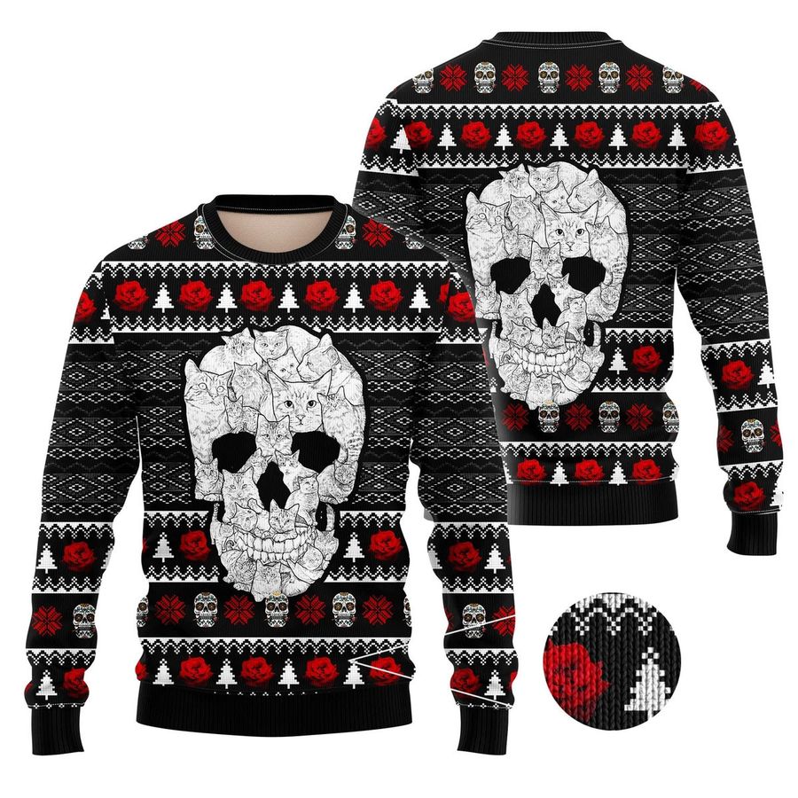 Cat Skull Ugly Christmas Sweater - 142