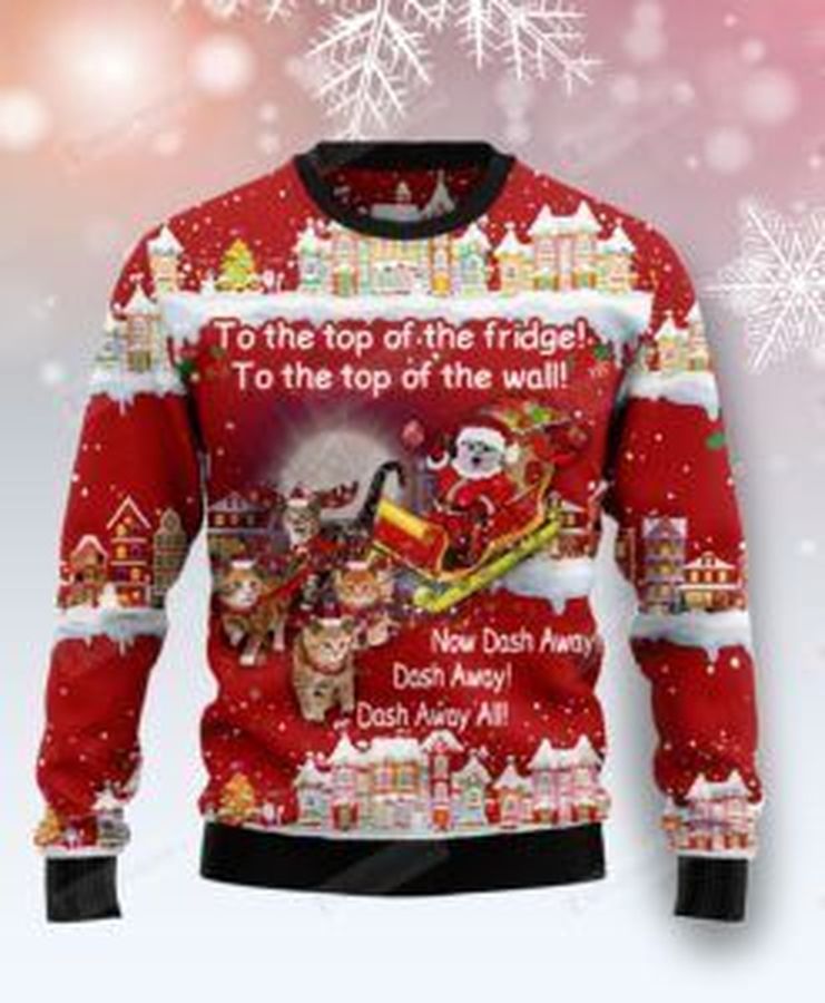 Cat Sleigh Christmas Ugly Christmas Sweater, All Over Print Sweatshirt
