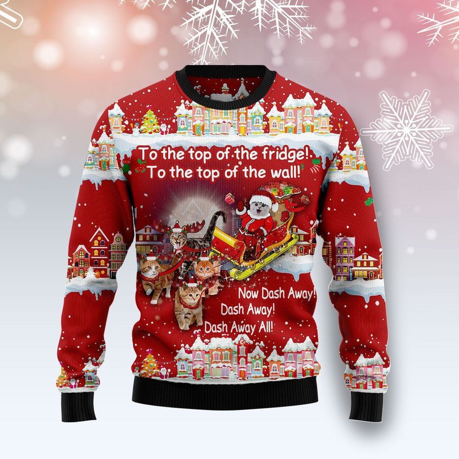 Cat Sleigh Ugly Christmas Sweater All Over Print Sweatshirt Ugly