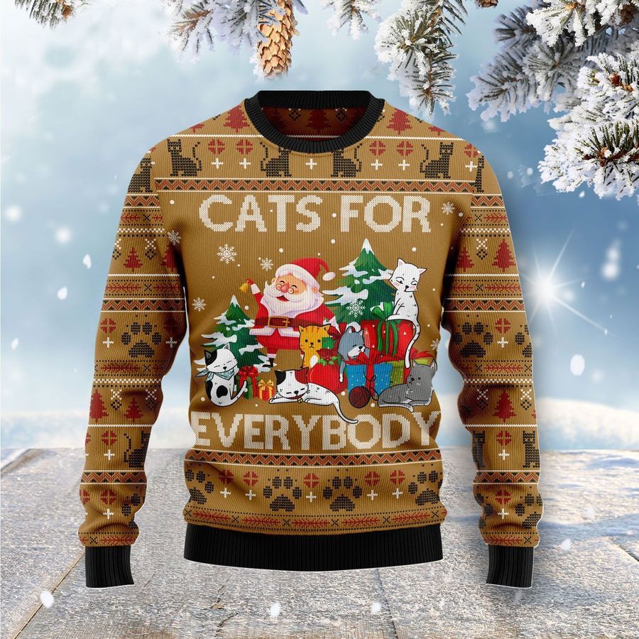 Cats For Everybody Ugly Christmas Sweater All Over Print Sweatshirt