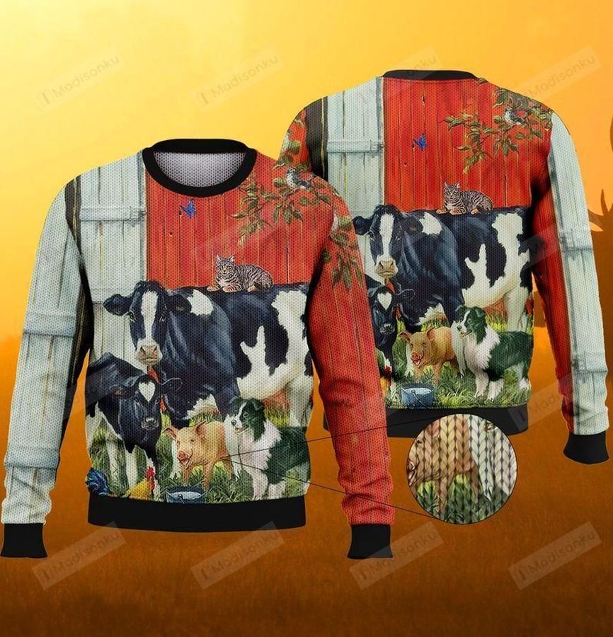 Cattle Farm Ugly Christmas Sweater, All Over Print Sweatshirt