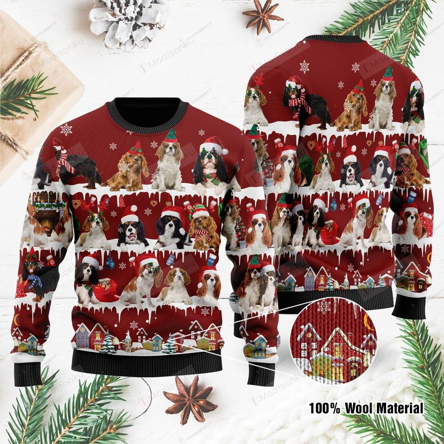 Cavalier King Charles Spaniel For Unisex Ugly Christmas Sweater, All Over Print Sweatshirt