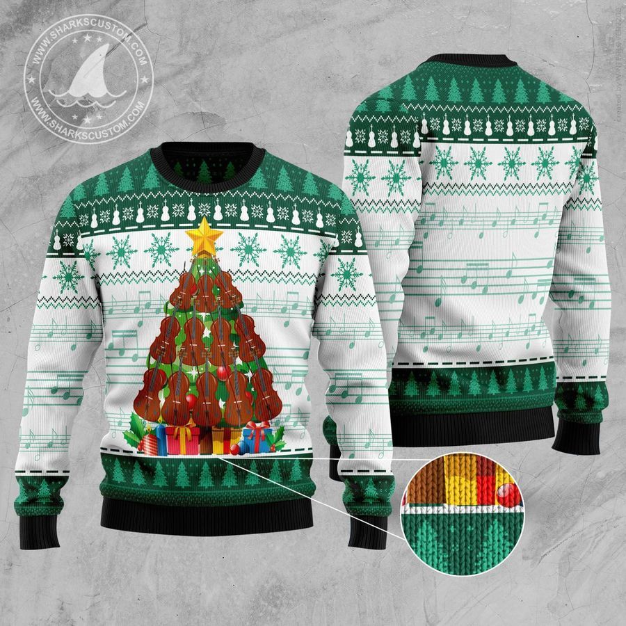 Cello Pine Tree For Unisex Ugly Christmas Sweater All Over