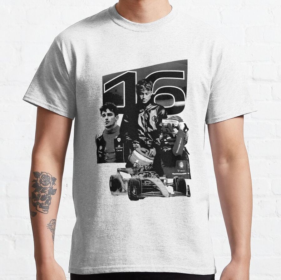 Charles Leclerc Ferrari F1 Black and white Classic T-Shirt