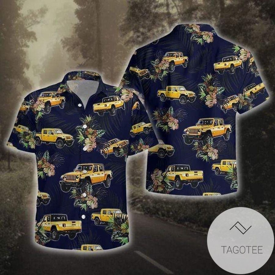 Check Out This Awesome Amazing Tropical Yellow Jeep Navy Unisex Hawaiian Aloha Shirts