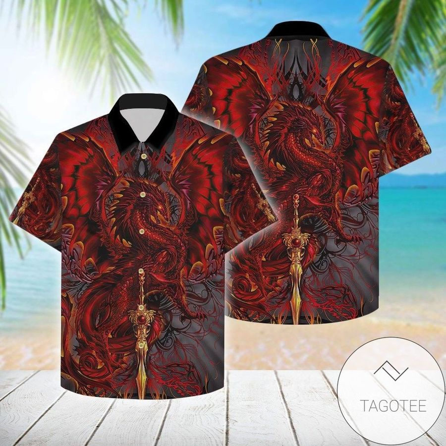 Check Out This Awesome Dragon Fire 3d All Over Authentic Hawaiian Shirt 2022