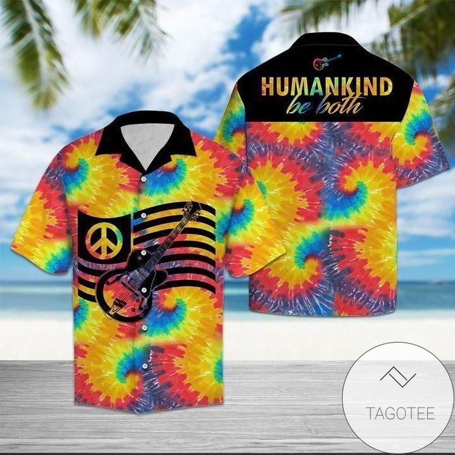 Check Out This Awesome Tie Dye Hippie Guitar Peace Love Tropical Hawaiian Aloha Shirts