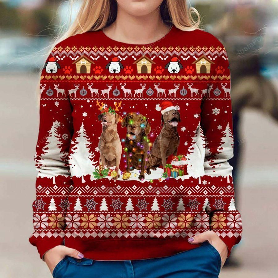 Chesapeake Bay Retriever Ugly Christmas Sweater, All Over Print Sweatshirt, Ugly Sweater, Christmas Sweaters, Hoodie, Sweater