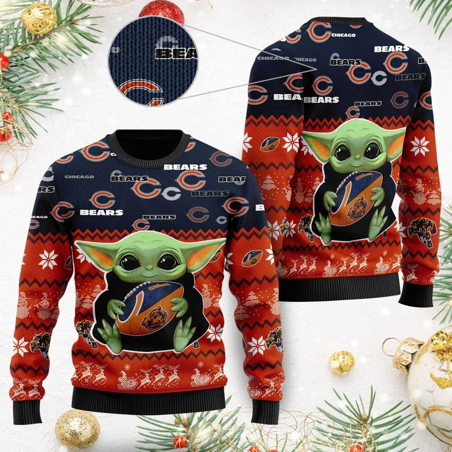 Chicago Bears Baby Yoda Shirt For American Football Fans Ugly Christmas Sweater, Ugly Sweater, Christmas Sweaters, Hoodie, Sweatshirt, Sweater