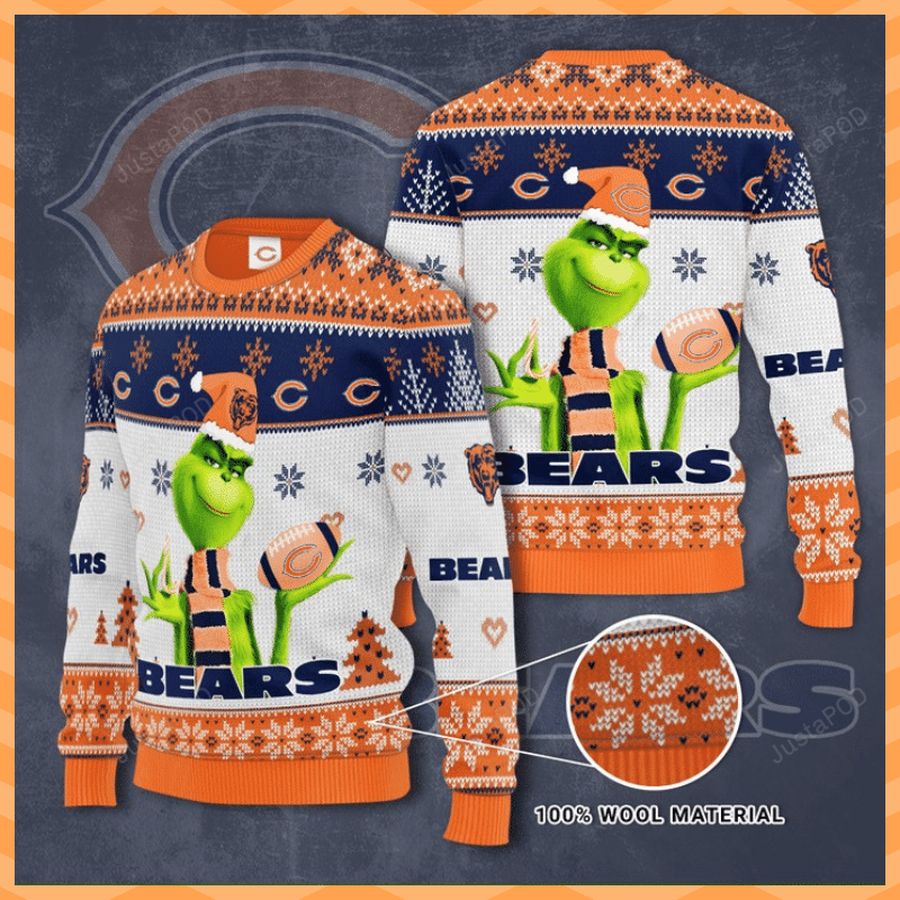 Chicago Bears Grinch Ugly Christmas Sweater, All Over Print Sweatshirt, Ugly Sweater, Christmas Sweaters, Hoodie, Sweater