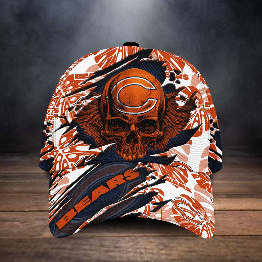 Chicago Bears Skull Hibiscus Hawaiian Custom Name Classic Baseball Cap Hat Personalized Gifts