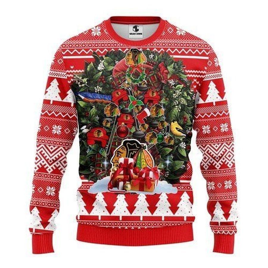 Chicago Blackhawks Tree For Unisex Ugly Christmas Sweater All Over