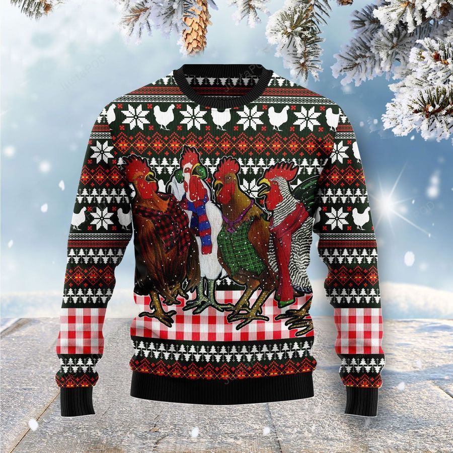 Chicken Under Snow Ugly Christmas Sweater Ugly Sweater Christmas Sweaters