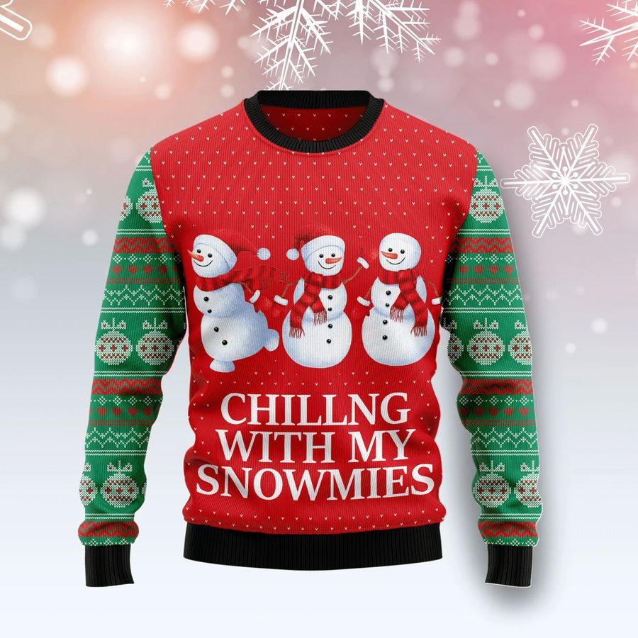 Chilling With My Snowmies Christmas Ugly Sweater - 28