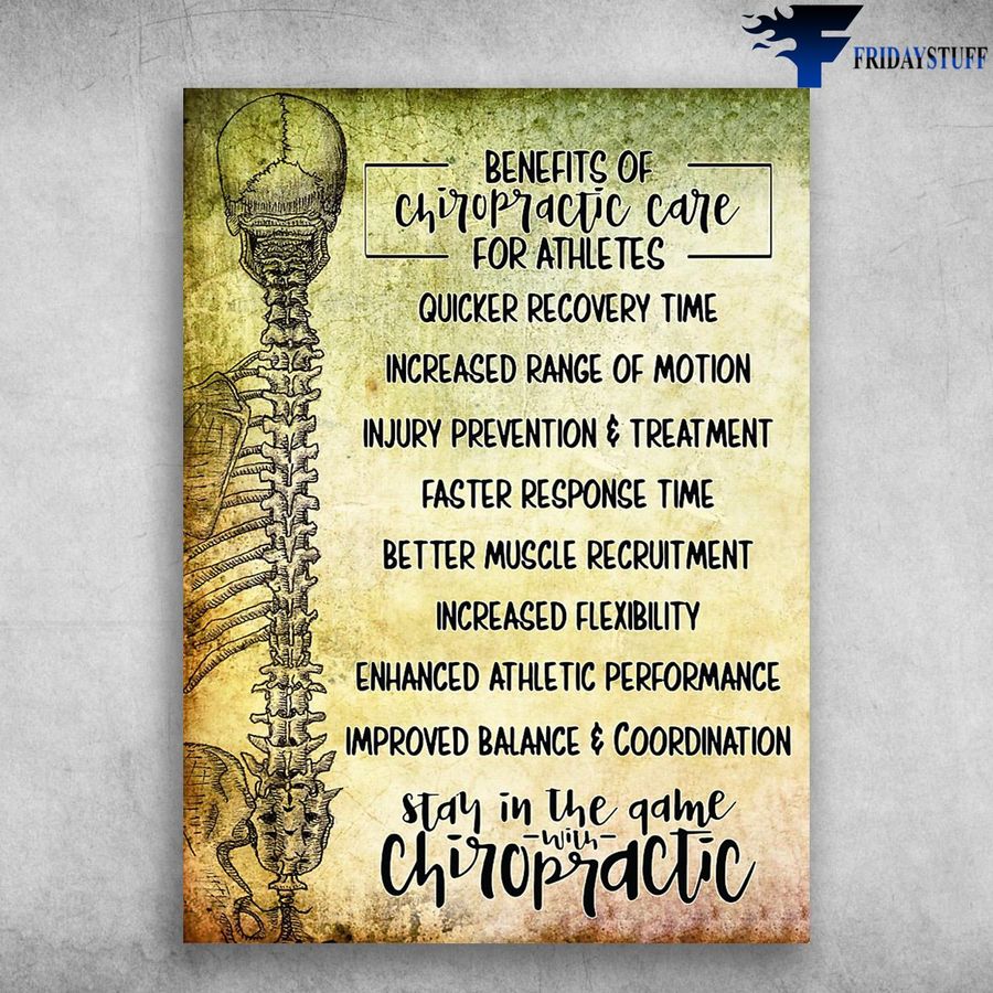 Chiropractic Poster – Benefits Of Chiropractic Care For Athletes, Quicker Recovery Time Poster Home Decor Poster Canvas