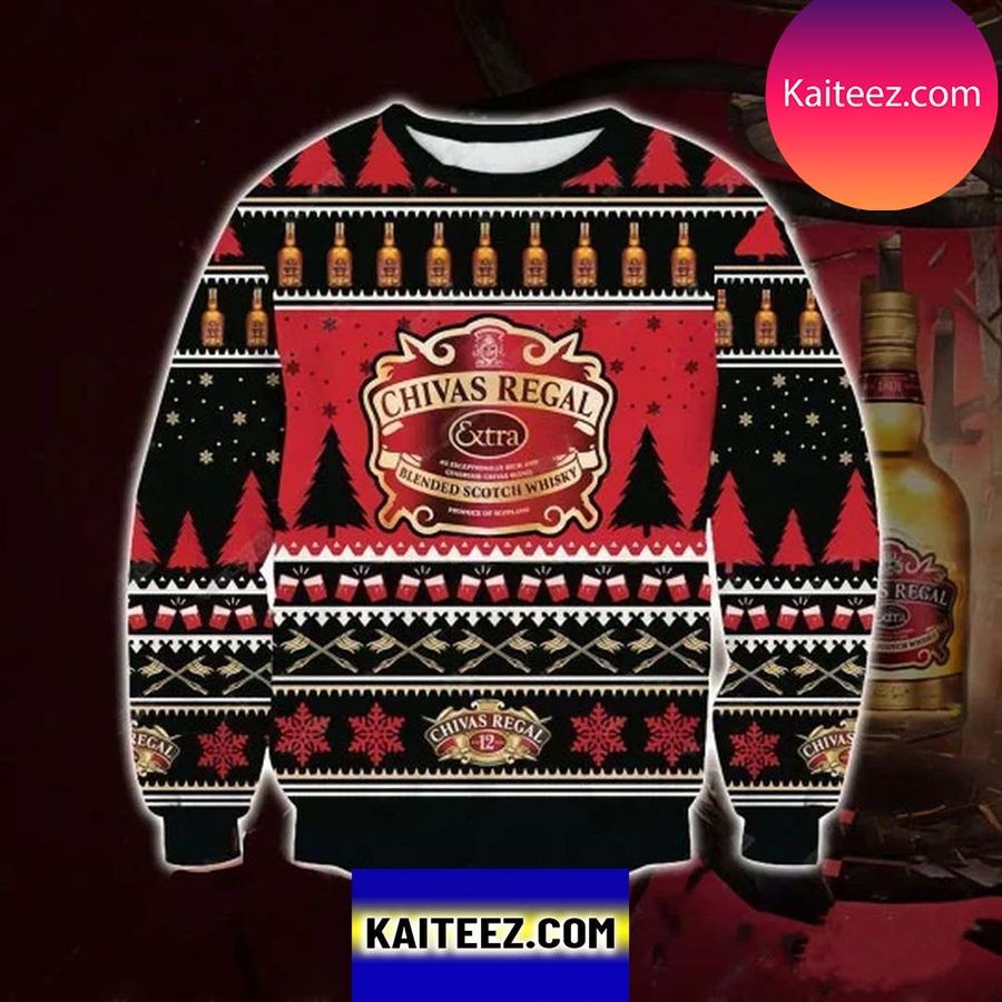 Chivas Regal Blended Scotch Whisky 3D Christmas Ugly Sweater