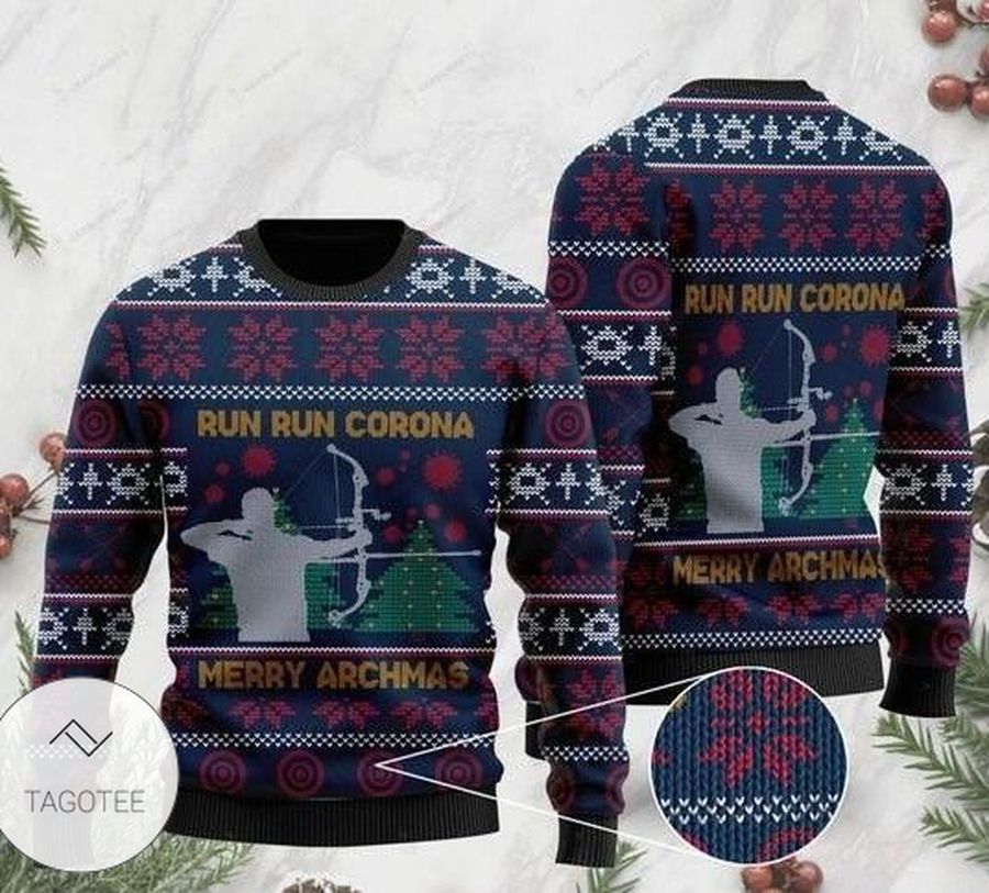 Christmas Archery Run Run Corona Hunting Ugly Sweater
