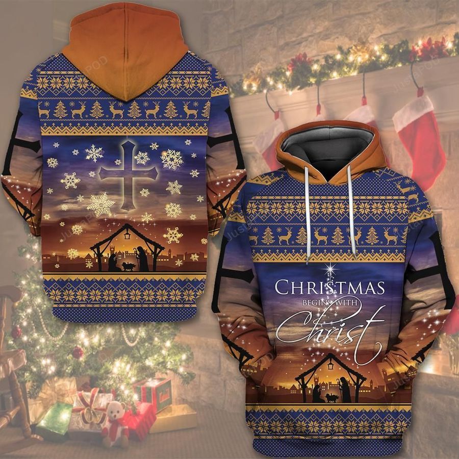 Christmas Begins With Christ For Men 3D All Over Print Hoodie, Zip-up Hoodie, Ugly Sweater, Christmas Sweaters, Hoodie, Sweater
