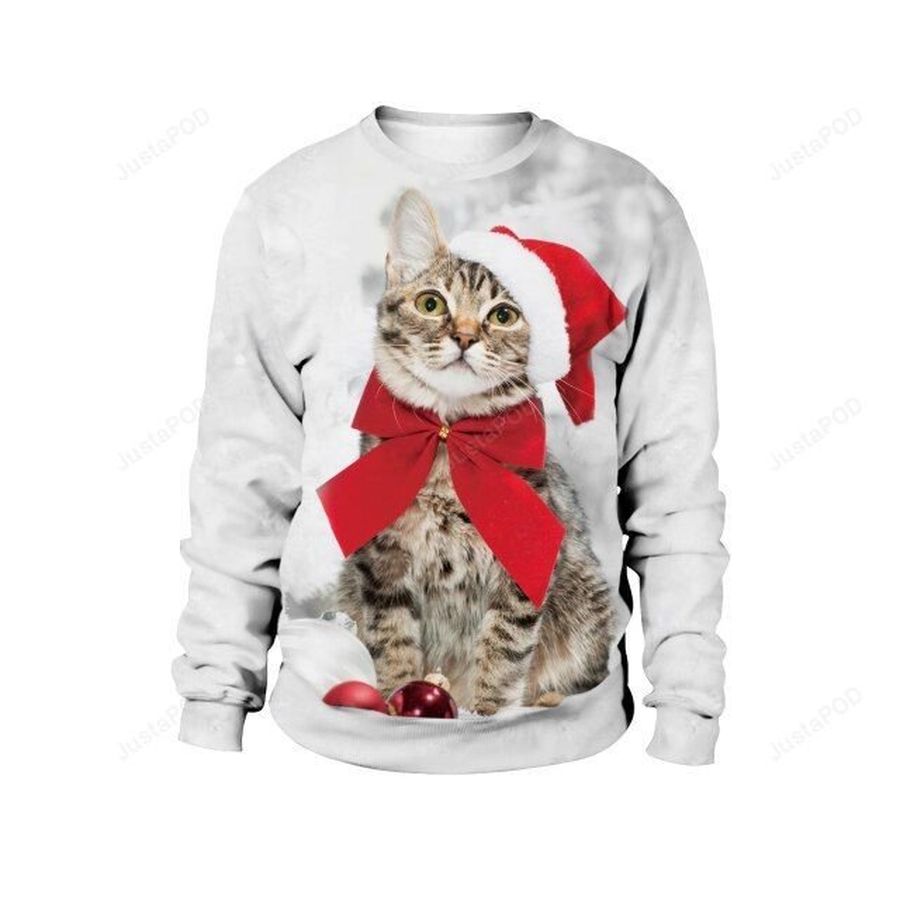 Christmas Cat Ugly Christmas Sweater, All Over Print Sweatshirt, Ugly Sweater, Christmas Sweaters, Hoodie, Sweater
