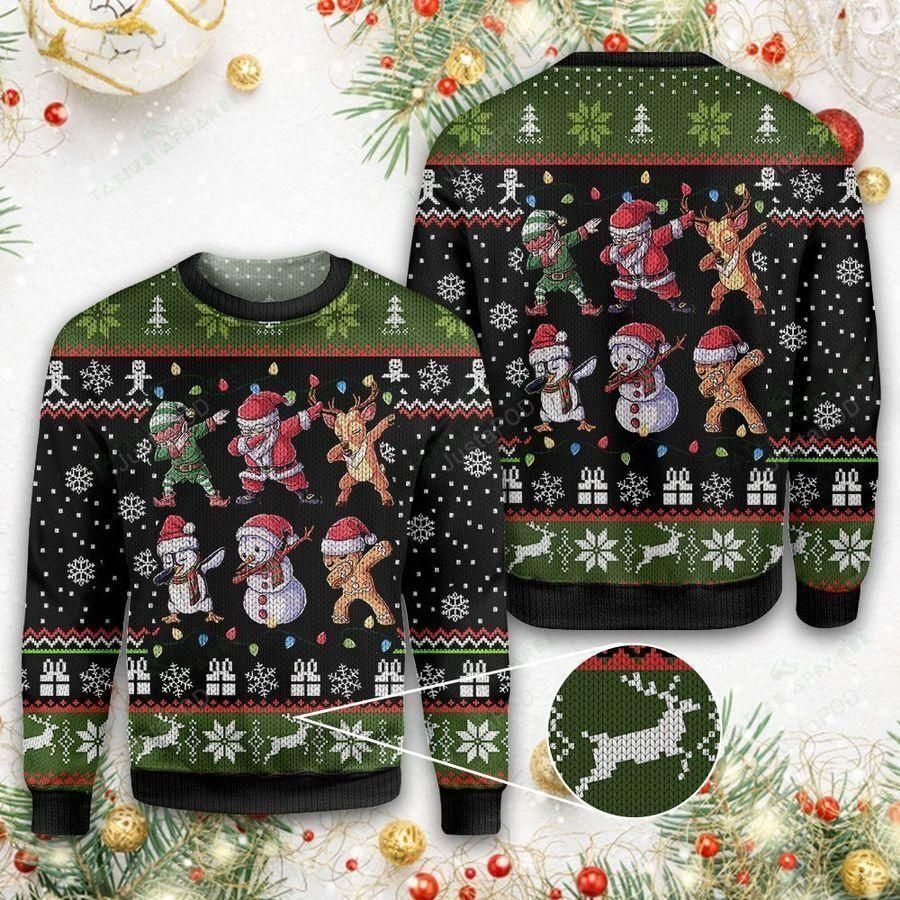 Christmas Character Dabbing Ugly Christmas Sweater All Over Print Sweatshirt