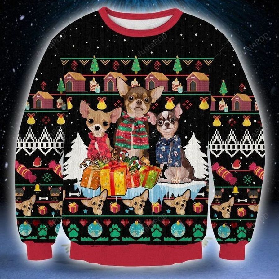 Christmas Chihuahua Dog Ugly Christmas Sweater All Over Print Sweatshirt